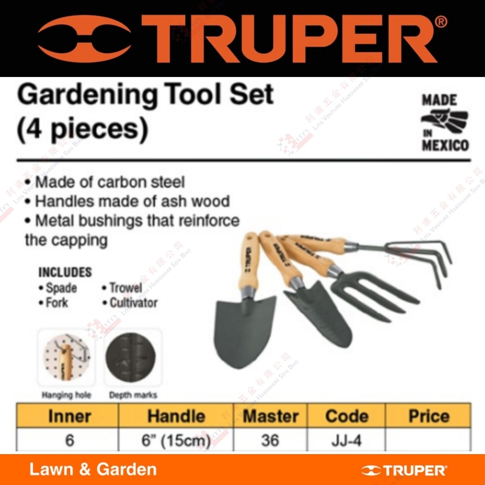 TRUPER BRAND GARDENING TOOLSET - JJ4