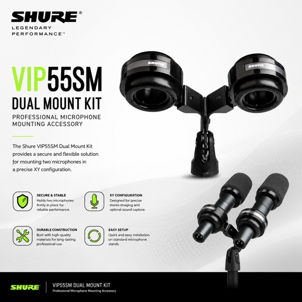 Shure VIP55SM Dual Mount Kit â Professional Microphone Mounting Accessory