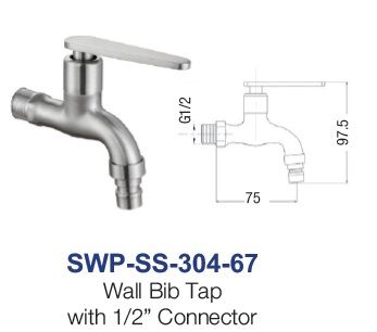 SWP-SS-304-67  Wall Bib Tap With Hose Connector - SUS304