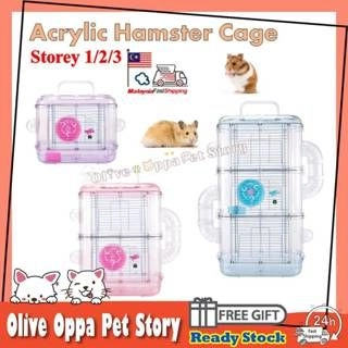 READY-STOCKPortable Transparent Compact Hamster Cage Small Animal Habitat Transparent Premium Hamster Cage ˮǿ - Olive & Oppa Pet Story Enterprise