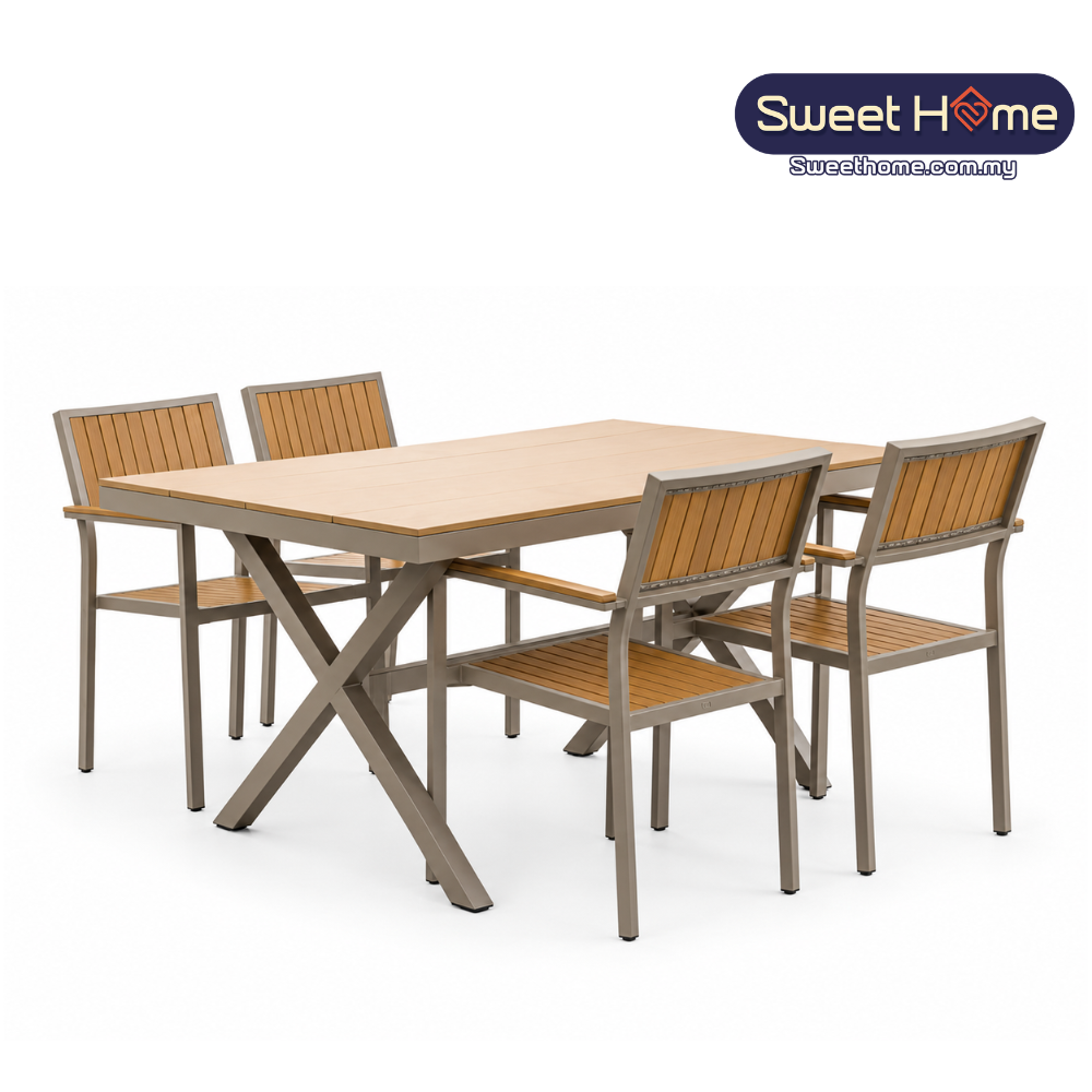 PANAMA Modern Outdoor Dining Set – Aluminum Patio Table & 4 Chairs for Garden, Deck & Backyard