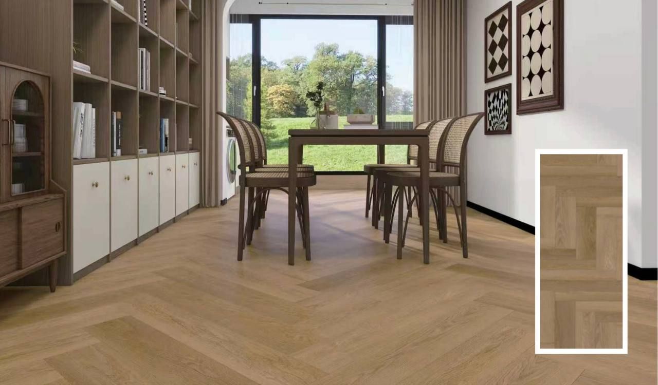 Queens Floor LVT HERRINGBONE Flooring QVH02S-04 Almond Linen