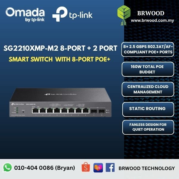 OMADA TP-LINK SG2210XMP-M2: 8-Port 2.5GBASE-T and 2-Port 10GE SFP+ Smart Switch with 8-Port PoE+