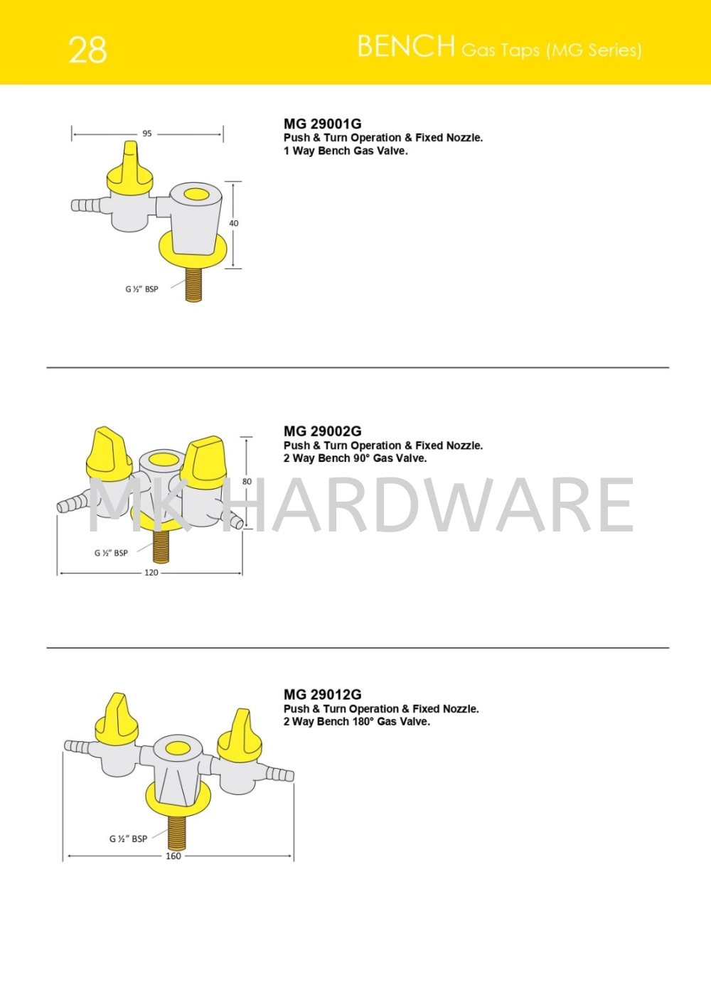 BENCH GAS TAPS ( MG SERIES)