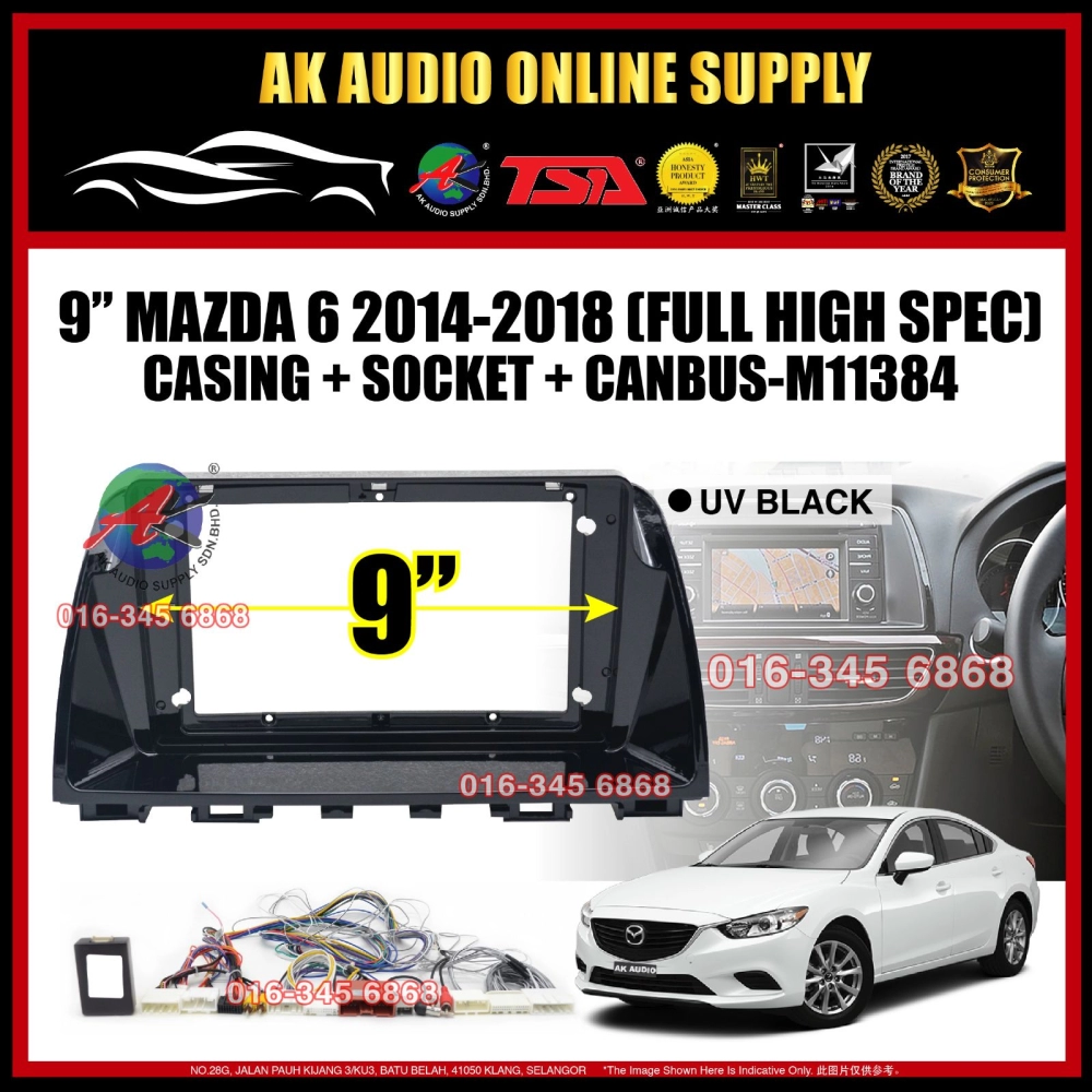 Mazda 6 2014 -2018 Android Player 9'' inch Casing + Socket