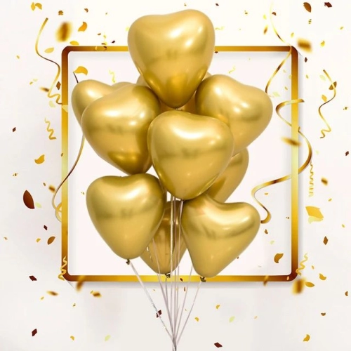 12inch Metallic Heart Shape Balloon - Gold 100pcs (B-12MHS-M2)