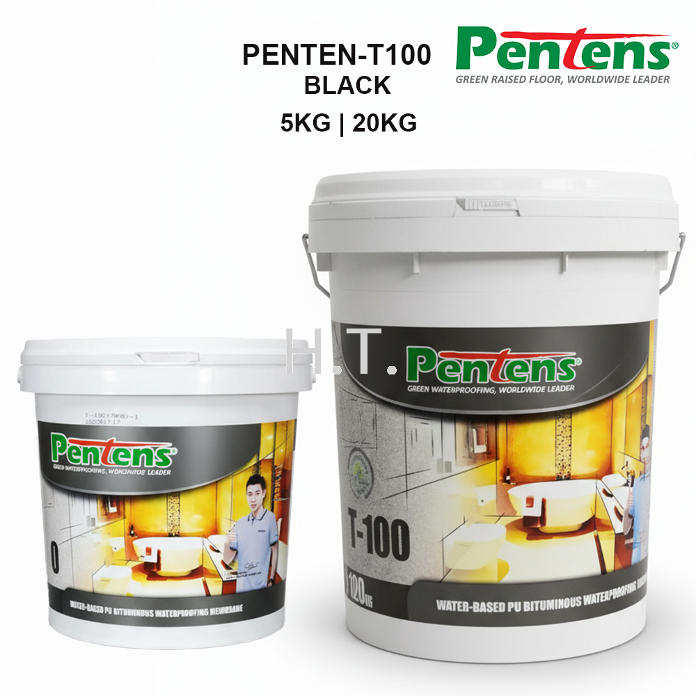 PENTENS T100 Black – Green Waterproofing PU Coating | Elastomeric PU Roof, Balcony & Wall | Worldwide Leader 5KG | 20KG