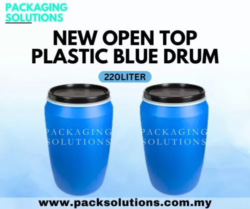 New Open Top Plastic Blue Drum - 220L