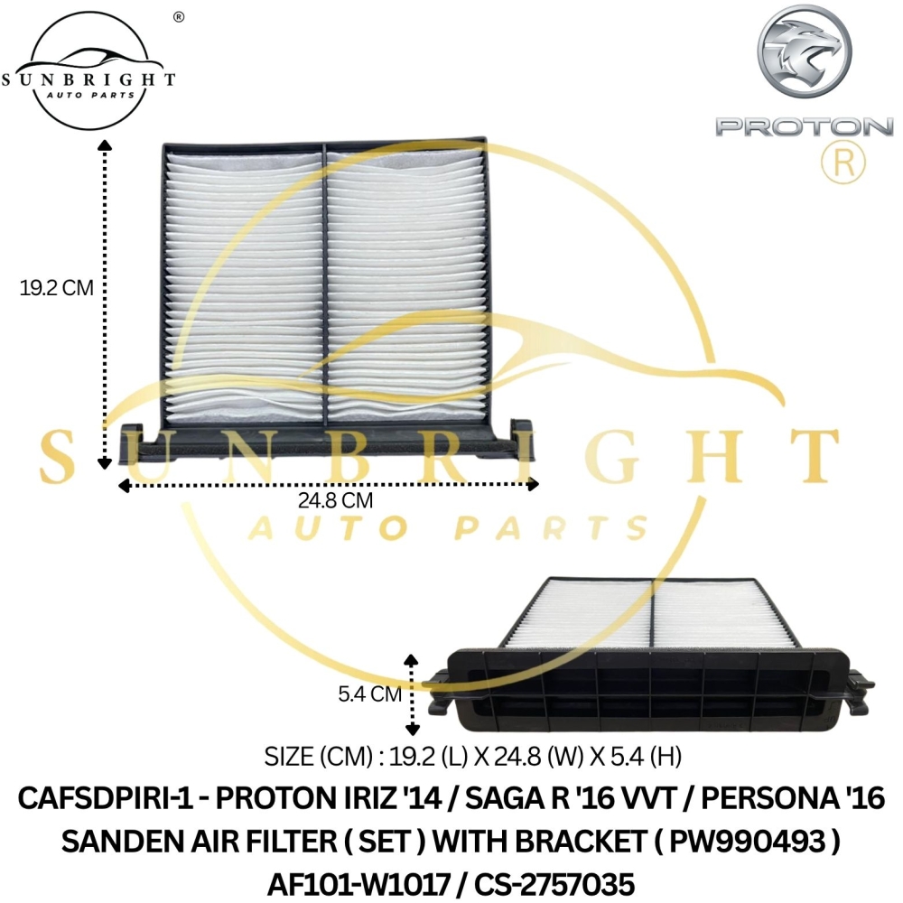 CAFSDPIRI-1 - PROTON IRIZ '14 / SAGA R '16 VVT / PERSONA '16 SANDEN AIR FILTER ( SET ) C/W BRACKET - AF101-W1017 / PW990493