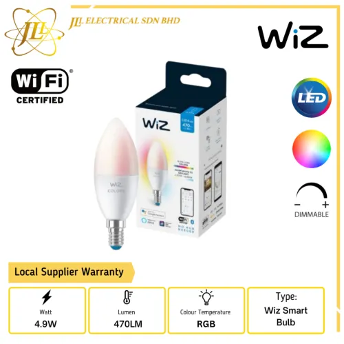 PHILIPS WIZ 4.9W C37 E14 470LM RGB DIMMABLE TUNABLE LED CANDLE SMART BULB