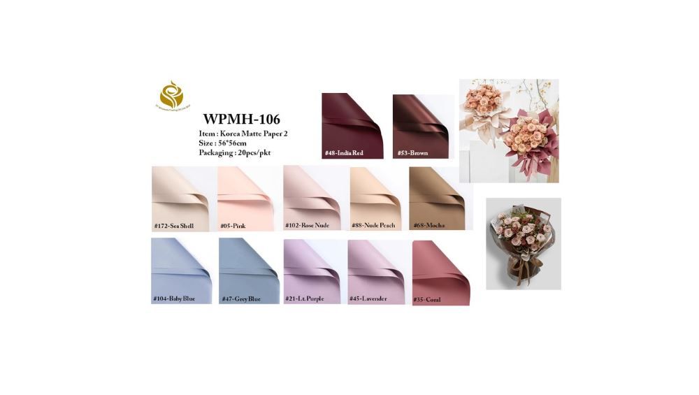 Korean Matte Flower Wrapping Paper/ Korean Style Floral Gift Wrap – Soft Matte Flower Wrapping Paper (WPMH-106)