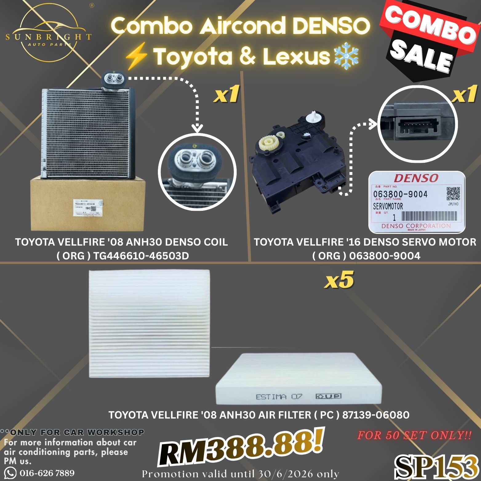 SP153 - ⚡❄️ Combo Aircond DENSO Original Untuk Toyota & Lexus