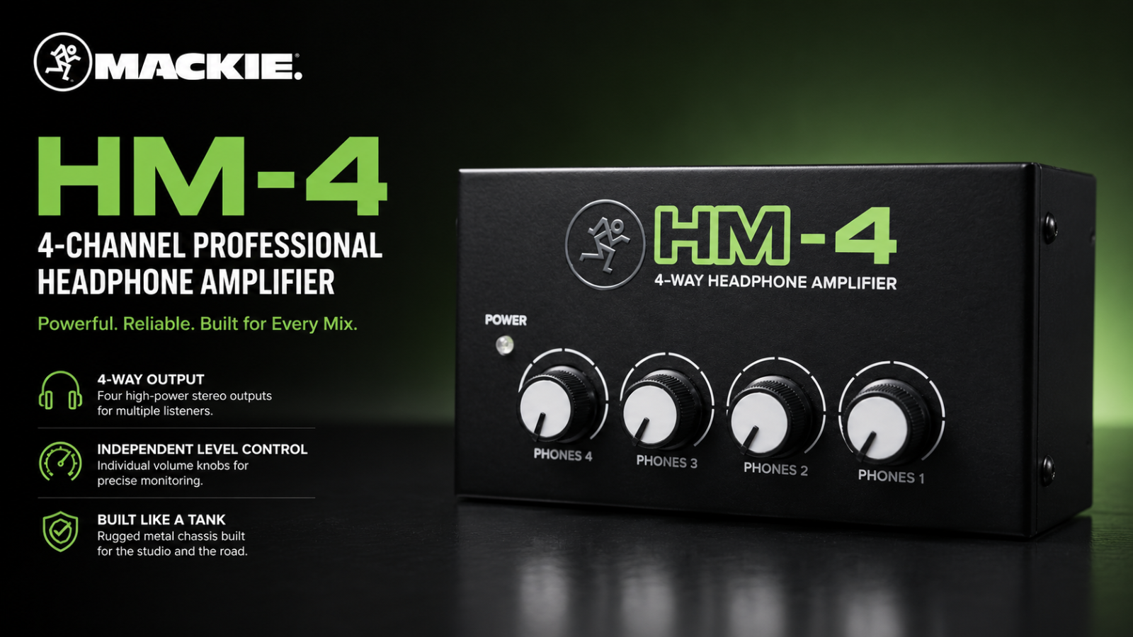 Mackie HM-4 | 4-Channel Professional Headphone Amplifier for Studio Monitoring