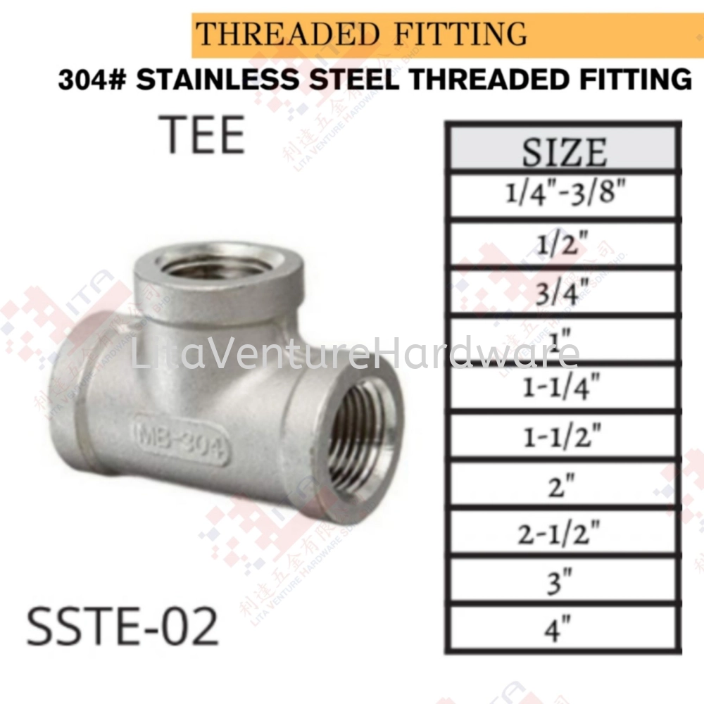 TEE THREADED FITTING - SSTE02 Penang, Malaysia Pipe & Hose, Clean ...