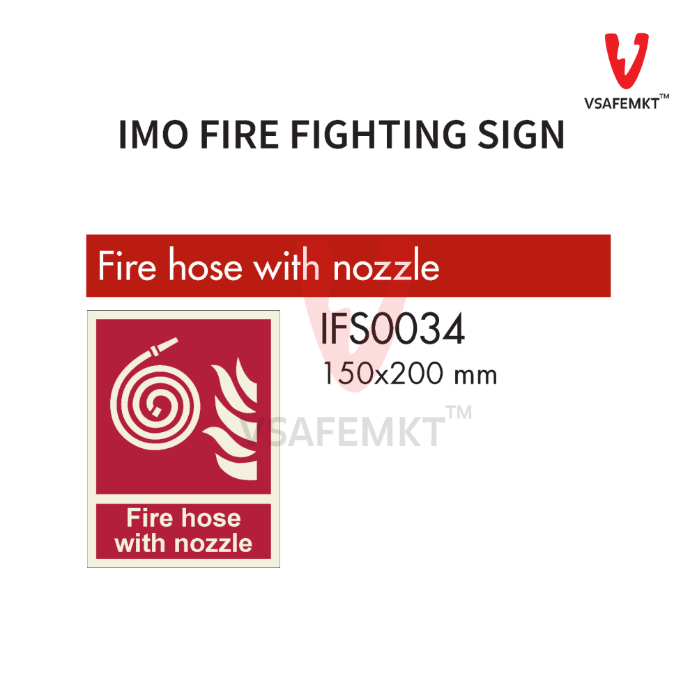 VSAFEMKT IFS0034 Fire Hose With Nozzle IMO SIGN Fire Fighting Sign vsafemkt-ifs0034-fire-hose-with-nozzle-imo-sign-fire-fighting-sign