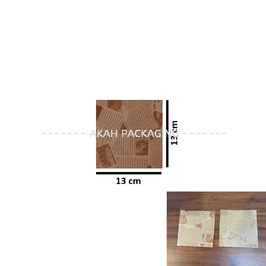 (13x13cm) BROWN Food Wrapping Parchment Grease Paper / Test Liner Food Wrapper Paper