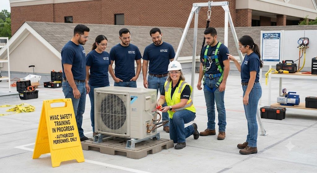 HVAC technician safety training outdoor unit installation