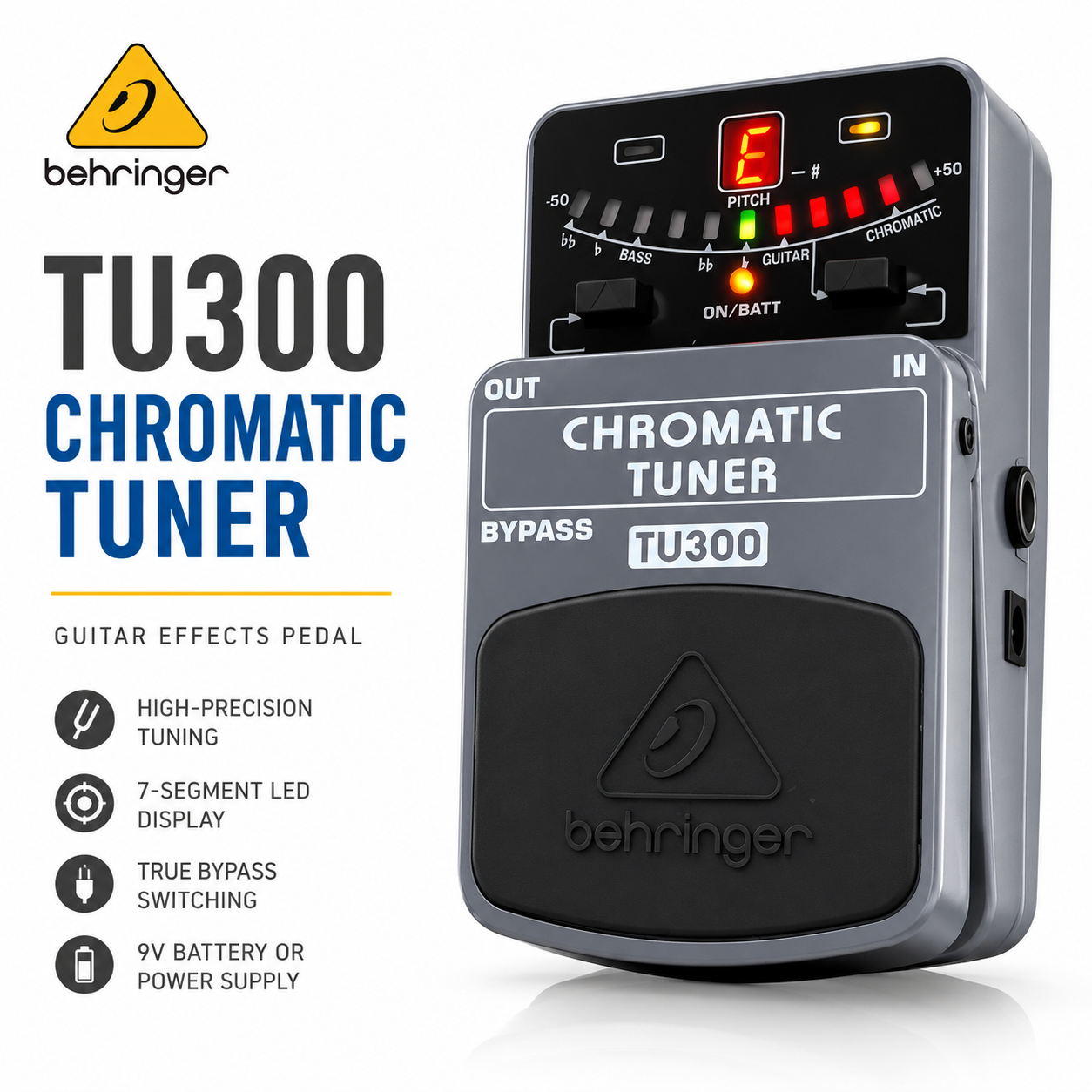 Behringer TU300 Chromatic Tuner Guitar Effects Pedal