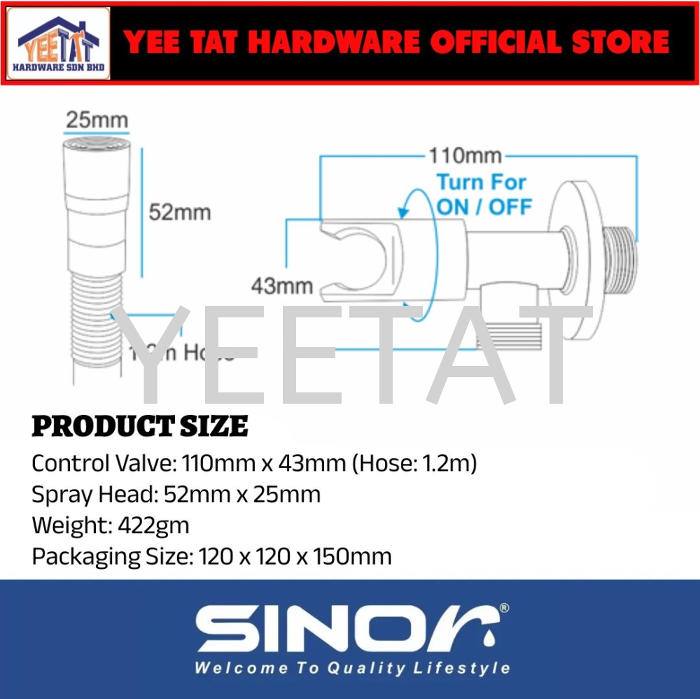 [ SINOR ] SH-7318-C PREMIUM BATHROOM HAND BIDET TOILET SPRAY WITH CONTROL VALVE