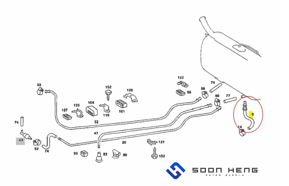 Mercedes-Benz W123, W124, W126, W116, W201 and W210 - Fuel Hose (COHLINE)