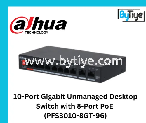 10-Port Gigabit Unmanaged Desktop Switch with 8-Port PoE (PFS3010-8GT-96)