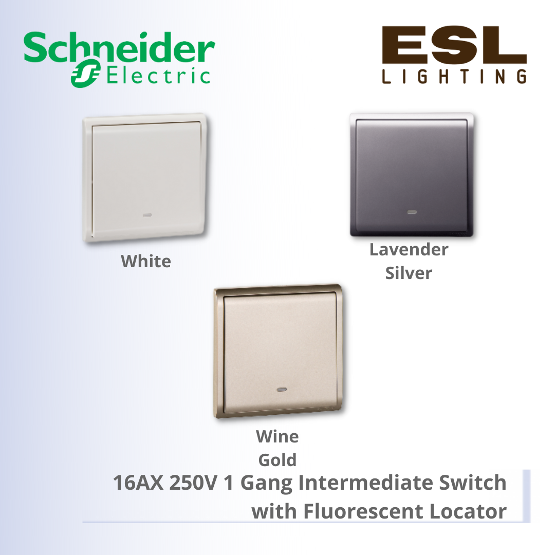 [DISCONTINUE] SCHNEIDER Pieno 16AX 250V 1 Gang Intermediate Switch with Fluorescent Locator - E8231MF_WE_G11 E8231MF_LS_G11 E8231MF_WG_G11