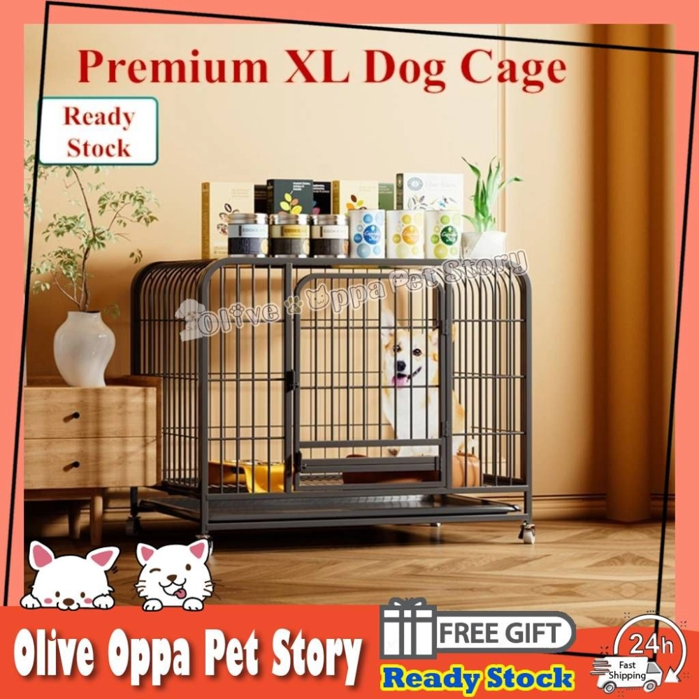 PREMIUM Pet Cage Bold Metal Large Dog Cage Kennel Crate Stainless Steel With 4 Wheels 狗狗笼子 狗笼子带轮子 宠物大笼子