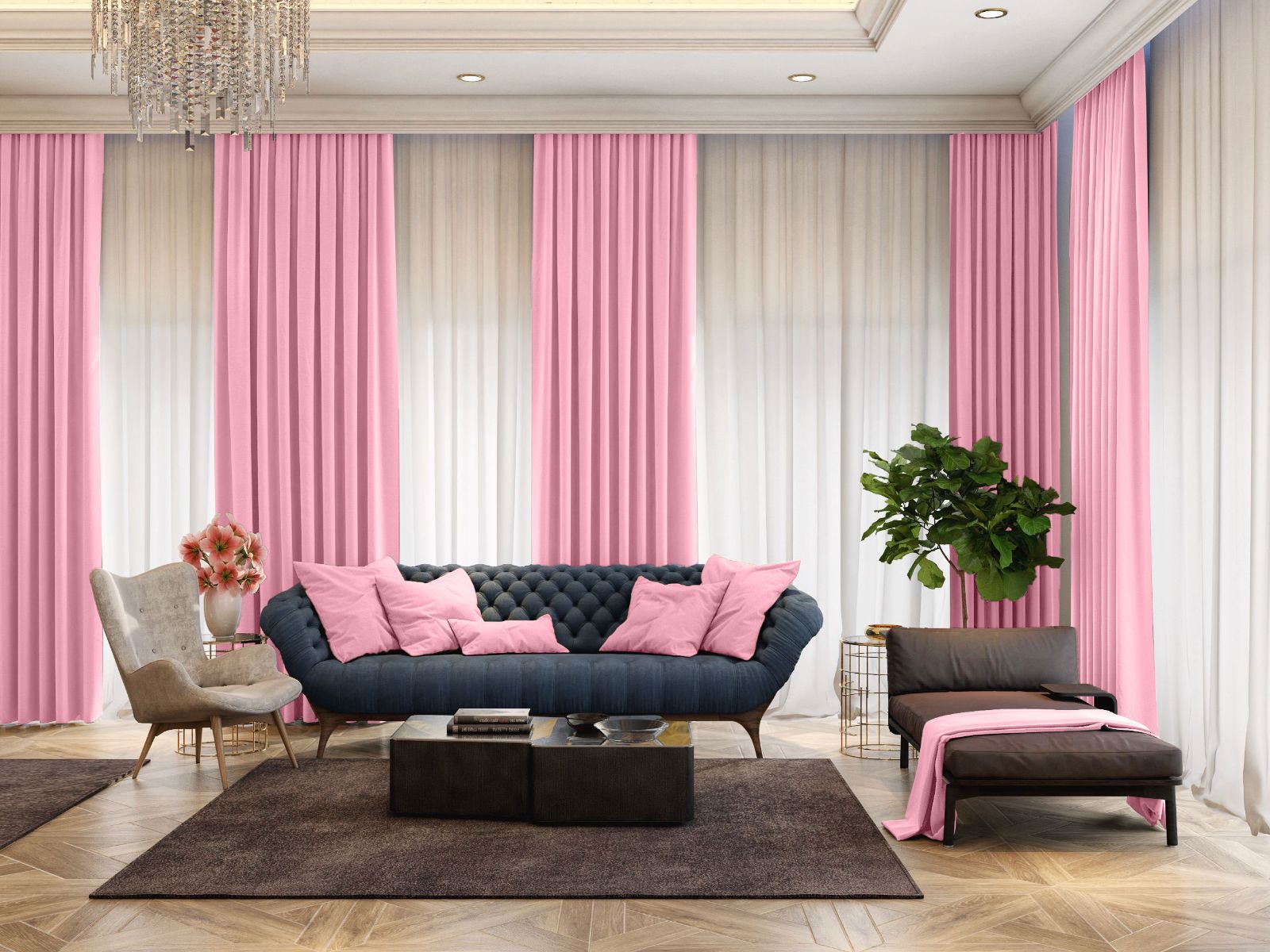 A6 Pink 80%SunBlock Curtain French Pleat and Eyelet Design