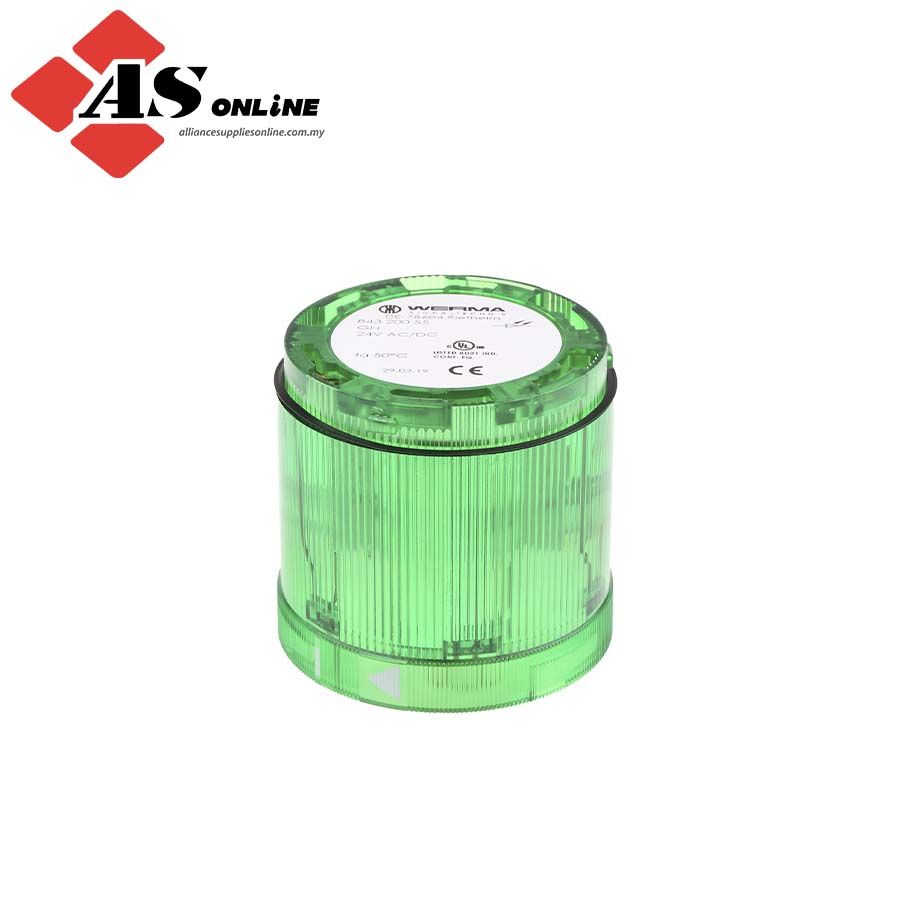 WERMA 843 Series Green Steady Effect Beacon Unit, LED Bulb 24V dc, AC/DC, IP54 / Model: ASRC843.200.55 / 843.200.55