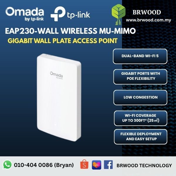 OMADA TP-LINK EAP230-WALL: AC1200 Wireless MU-MIMO Gigabit Wall-Plate Access Point