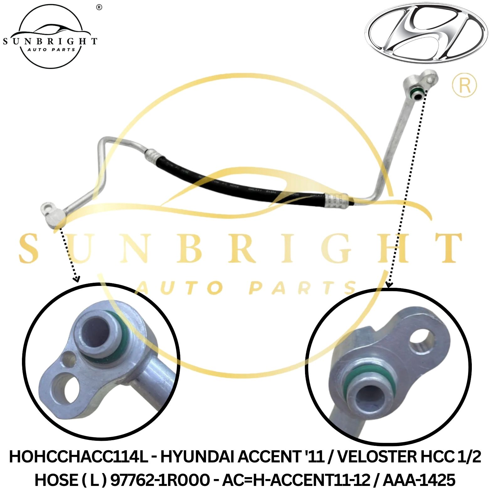 HOHCCHACC114L - HYUNDAI ACCENT '11 / VELOSTER HCC 1/2 HOSE ( L ) 97762-1R000 - AC=H-ACCENT11-12 / AAA-1425