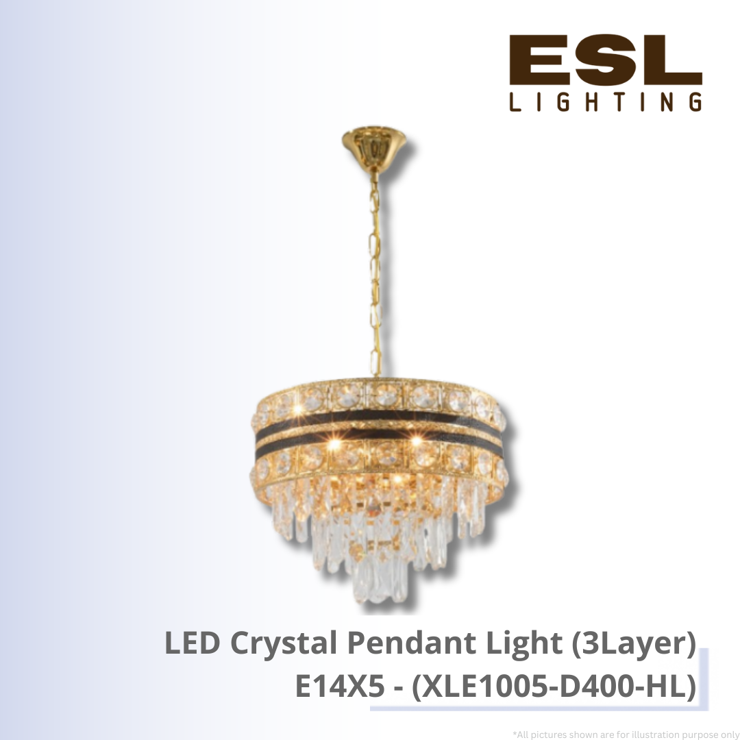 LED Crystal Pendant Light E14X5 (3Layer) - XLE1005-D400-HL