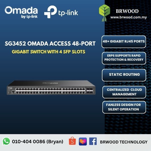 OMADA TP-LINK SG3452: Omada Access 48-Port Gigabit Switch with 4 SFP Slots