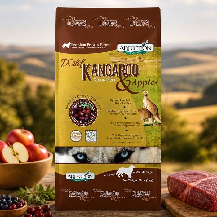 Addiction Grain Free Dog Food Wild Kangaroo & Apples 9kg - Balanced Nutrition for All Life Stages