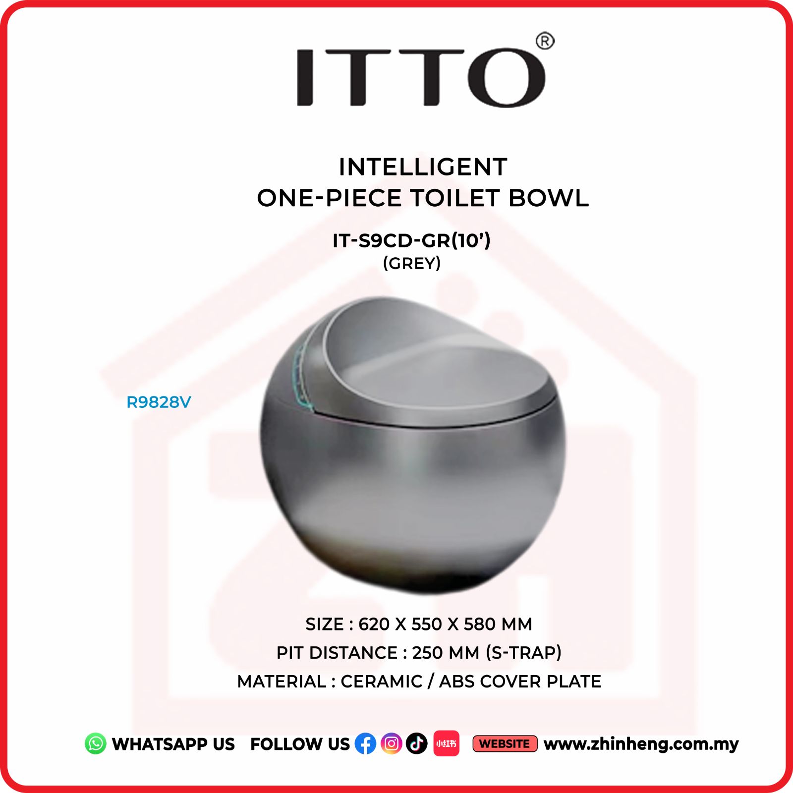 ITTO INTELLIGENT ONE-PIECE TOILET BOWL IT-S9CD-GR(10")