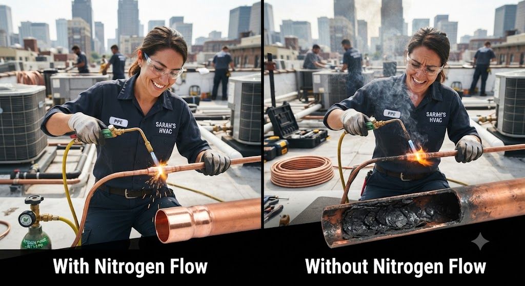 importance of nitrogen flow during brazing HVAC