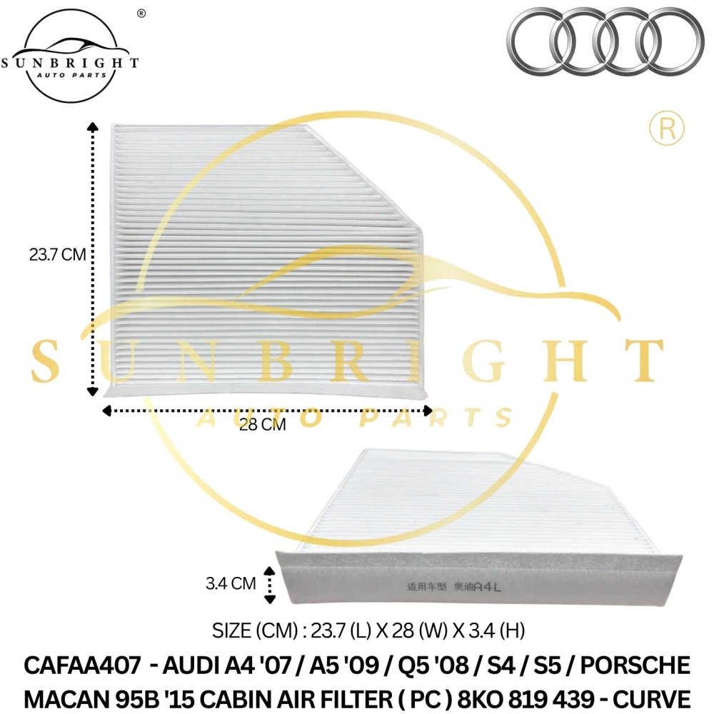 CAFAA407 - AUDI A4 '07 / A5 '09 / Q5 '08 / S4 / S5 / PORSCHE MACAN 95B '15 CABIN AIR FILTER ( PC ) 8KO819439A - CURVE