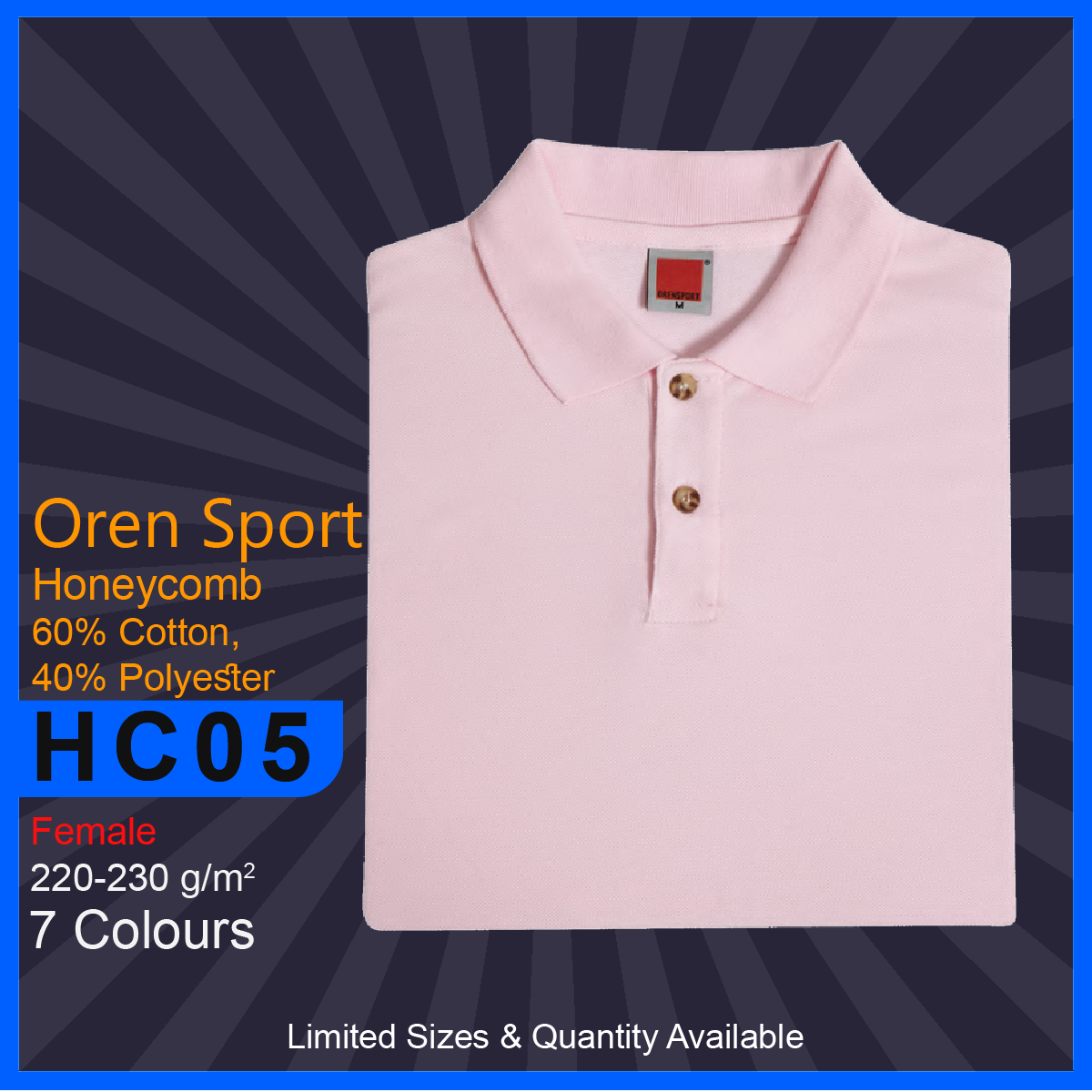 HC05 Female Honeycomb Polo T-Shirt 