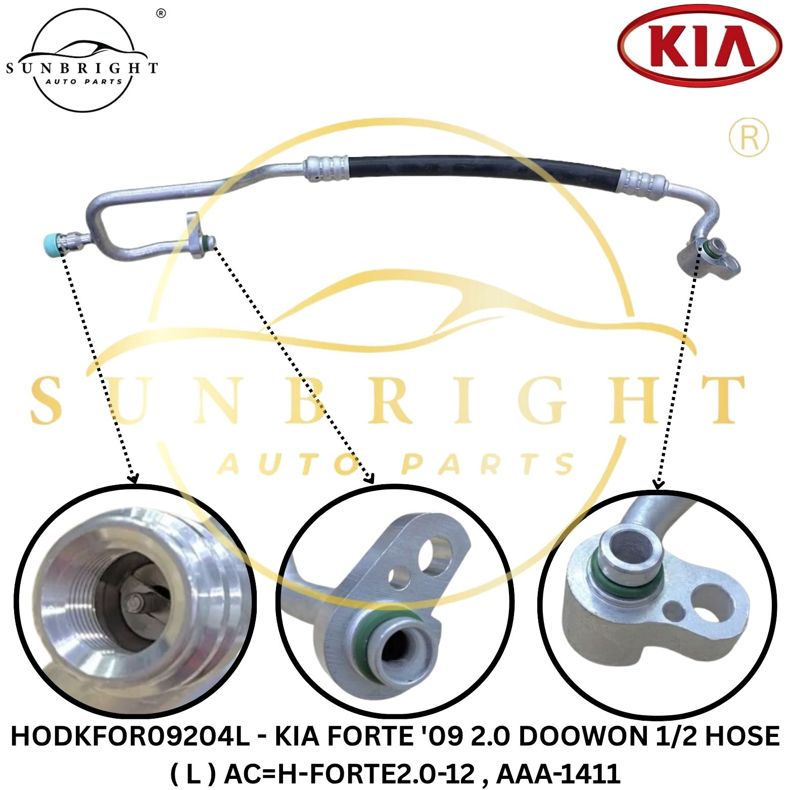 HODKFOR09204L - KIA FORTE '09 2.0 DOOWON 1/2 HOSE ( L ) AC=H-FORTE2.0-12 , AAA-1411