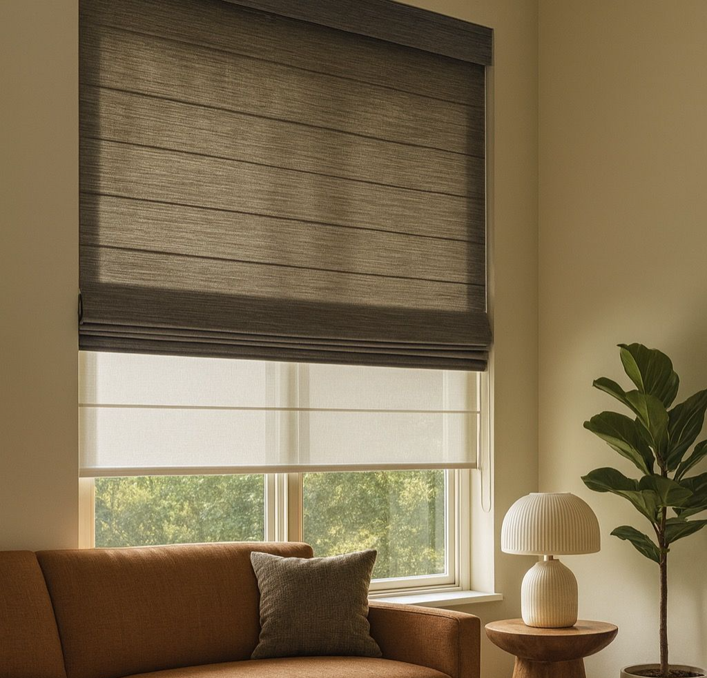Premium Rich Brown Roman Blinds for Modern Homes in Kuala Lumpur, Damansara Heights & Selangor
