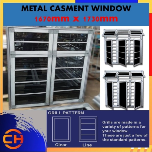 Metal Casement Window 1730MM(W) x 1670MM (H) With Security Grill