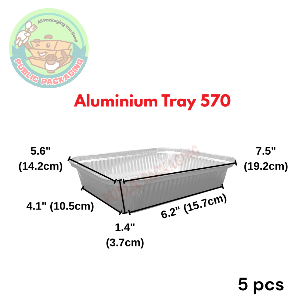 570-P Aluminium Foil Tray with Clear Lid (5 sets 卤) / Rectangle / Rectangular My Chef Foil Tray 570 - P