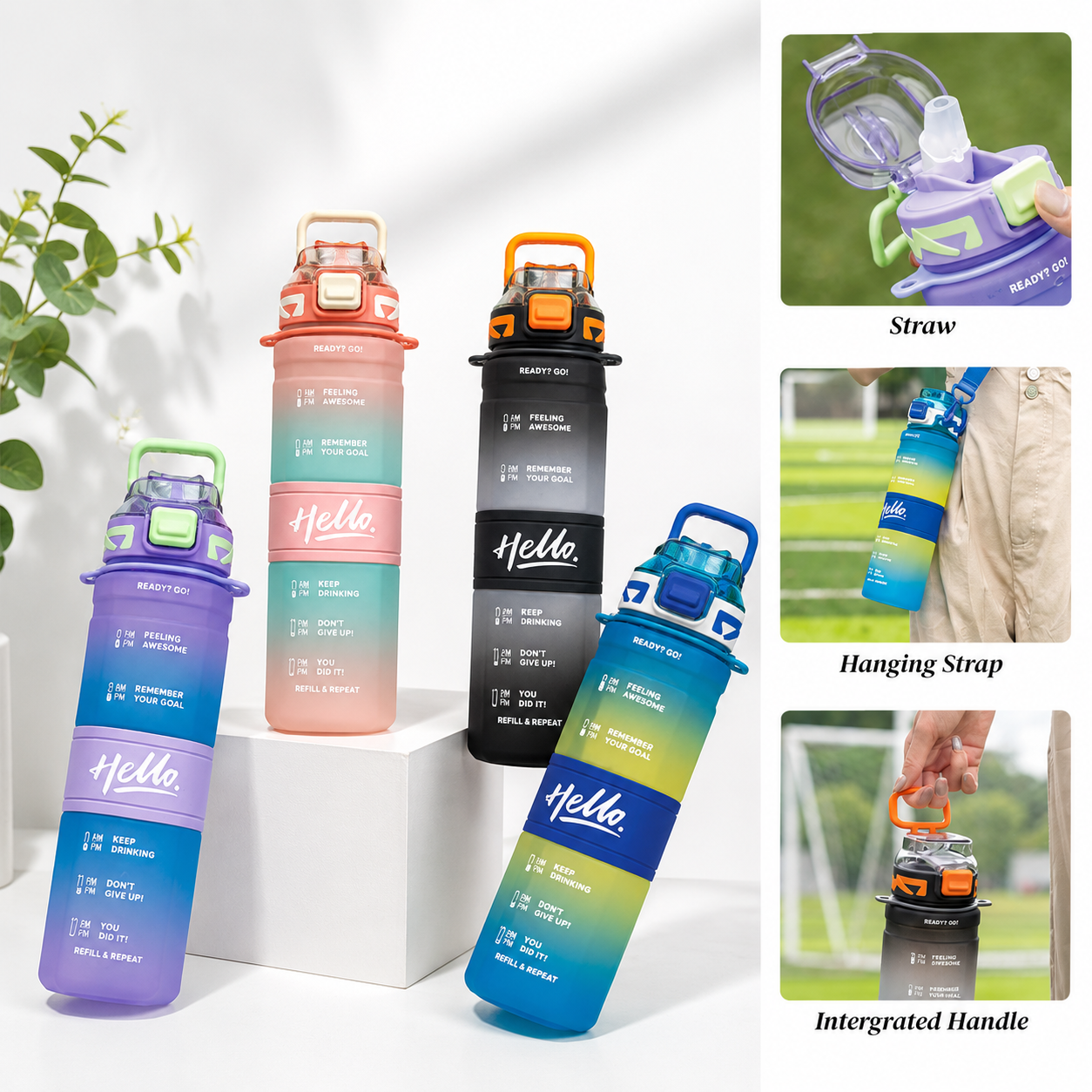 Tritan Sports Water Bottle with Strap 7743