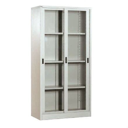 FULL HEIGHT STEEL CUPBOARD WITH GLASS SLIDING DOOR - A119