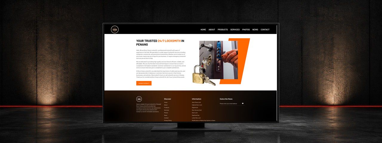 Boon Hong Locksmith Website Design Case Study in Relau, Penang