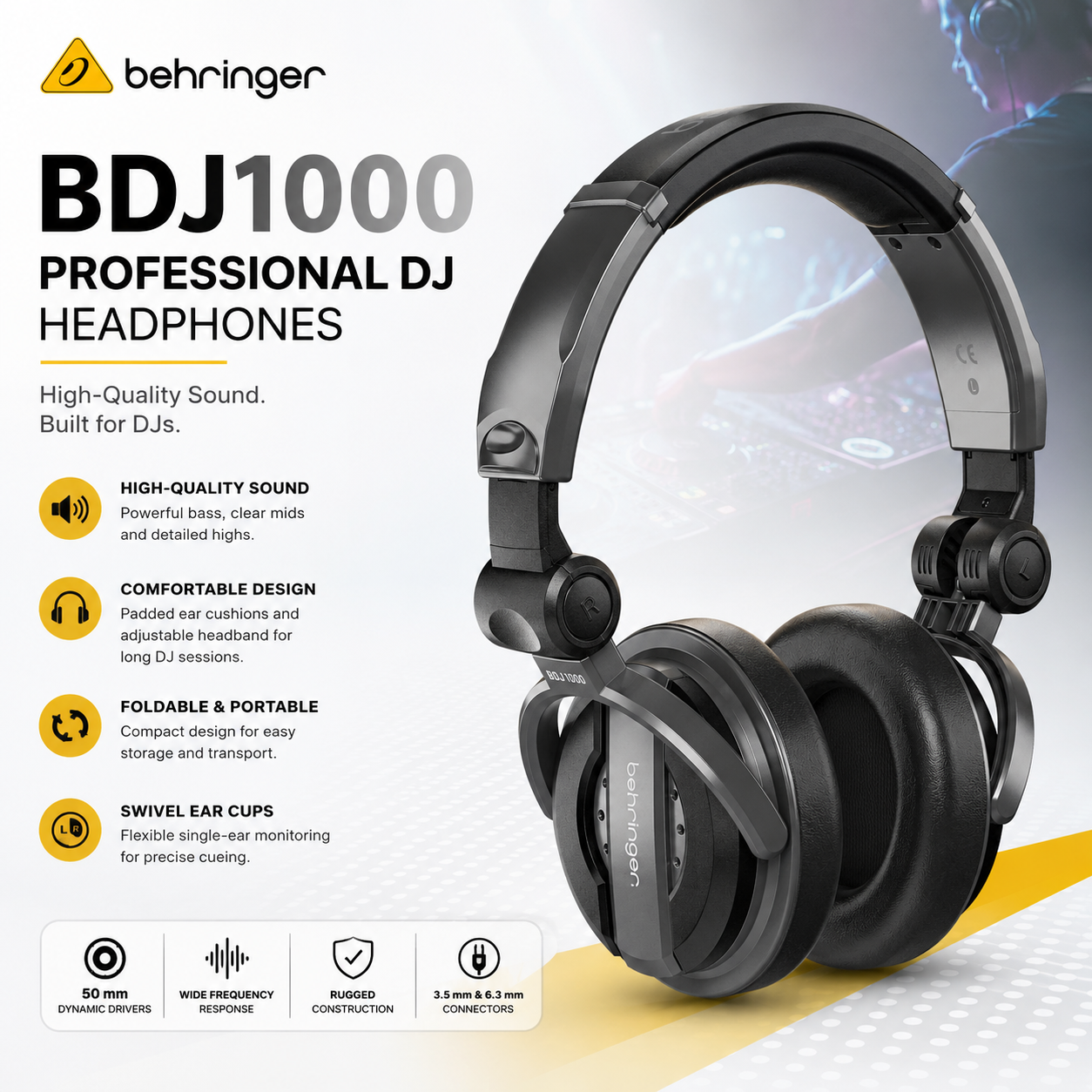 Behringer BDJ1000 – Fon Kepala DJ Profesional Berkualiti Tinggi