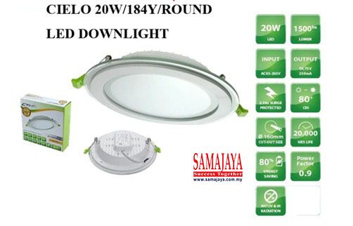 Cielo 8" 20W 3000k Glass LED Downlight (Round) (Warm White)