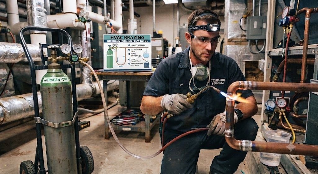 HVAC brazing nitrogen purging flow guide