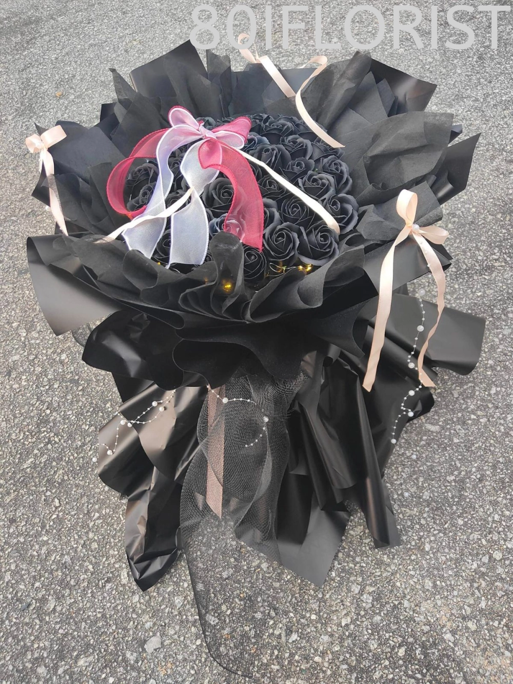 Black Rose Soap Flower Bouquet Free a Greeting Card