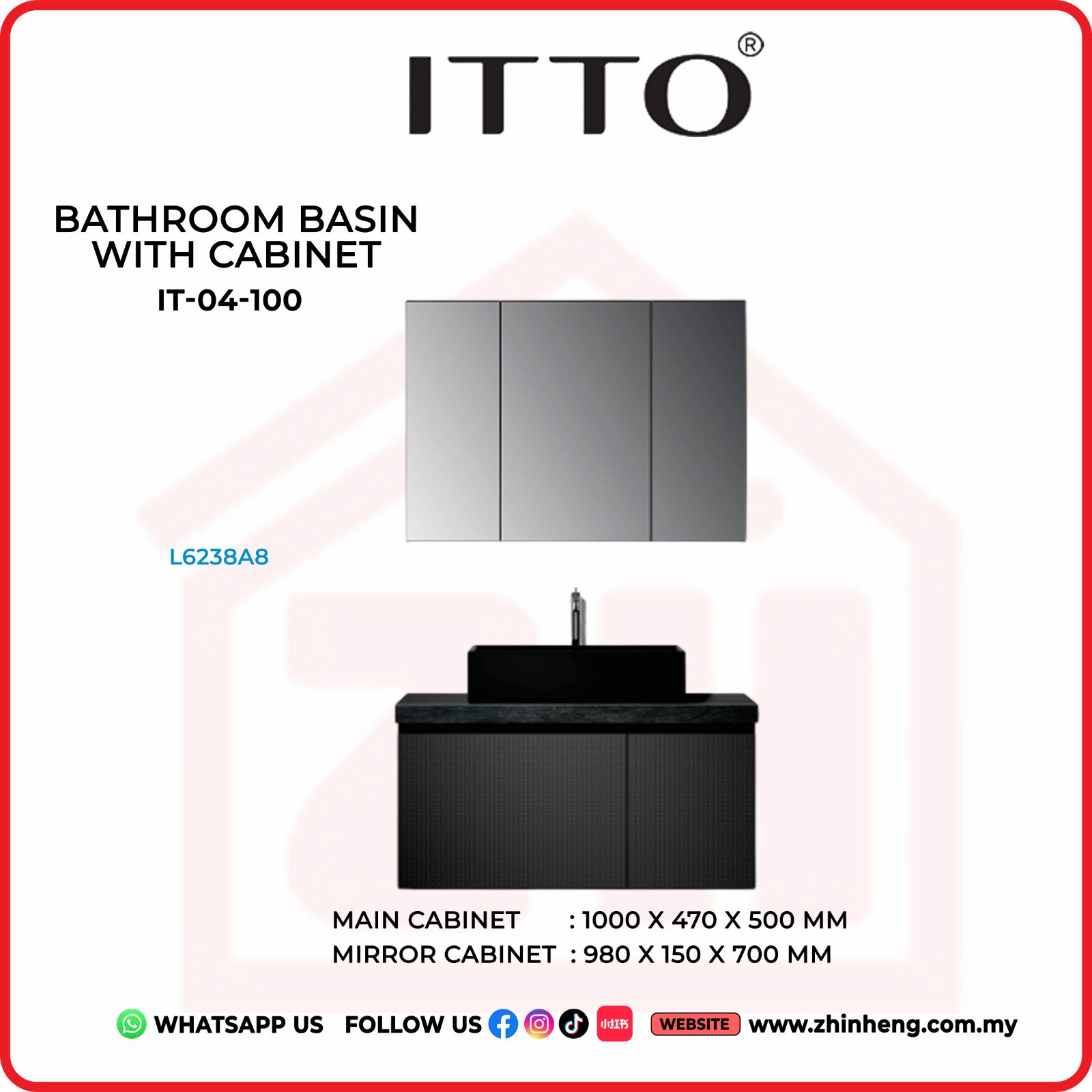 ​​​​​​​ITTO BATHROOM BASIN WITH CABINET  IT-04-100